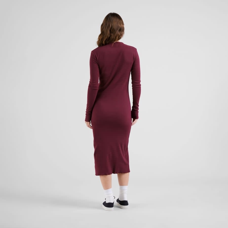 Dedicated Dedicated, Rib Dress Lofta, fig red, L