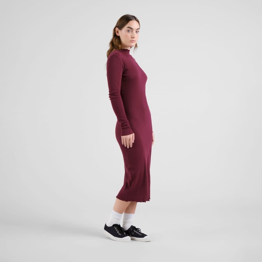 Dedicated Dedicated, Rib Dress Lofta, fig red, M