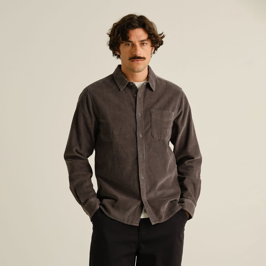 Dedicated Dedicated, Varberg Corduroy Shirt, rock grey, L