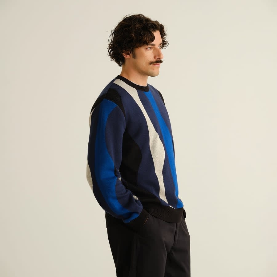 Dedicated Dedicated, Mora Wavy Stripe, blue, XL