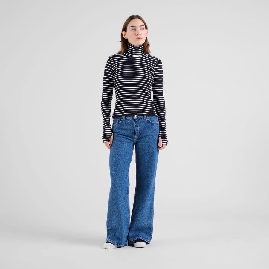 Dedicated Dedicated, Malma Stripe LS, black/white, M