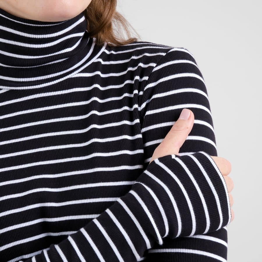 Dedicated Dedicated, Malma Stripe LS, black/white, M