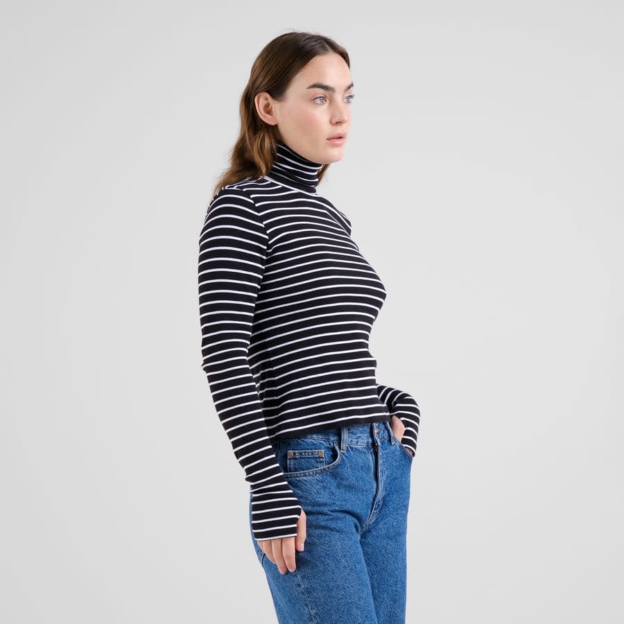 Dedicated Dedicated, Malma Stripe LS, black/white, XS