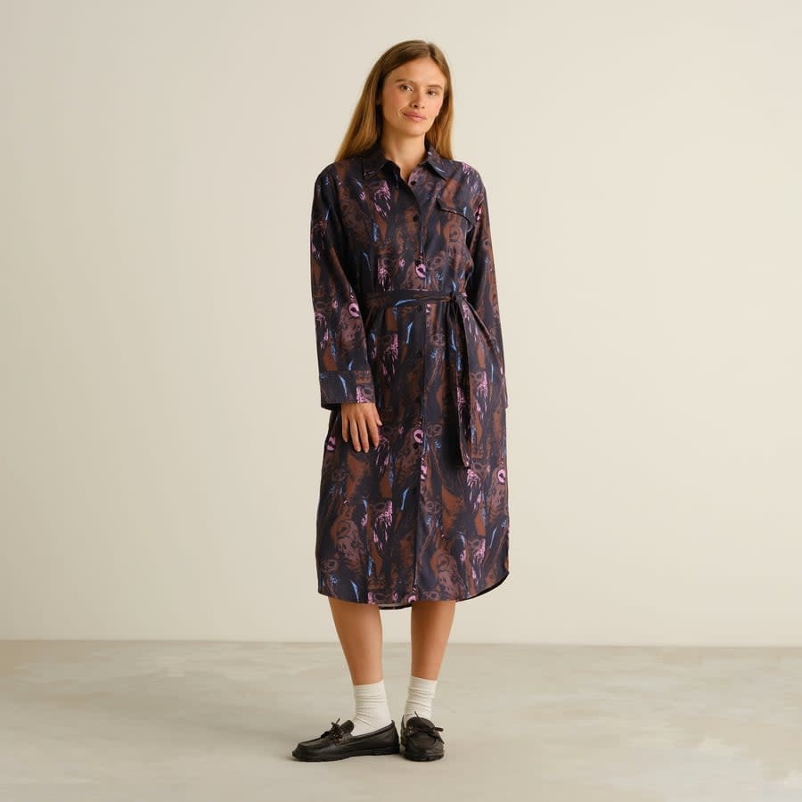 Dedicated Dedicated, Shirt Dress Kvilla Owls, multi color, XS
