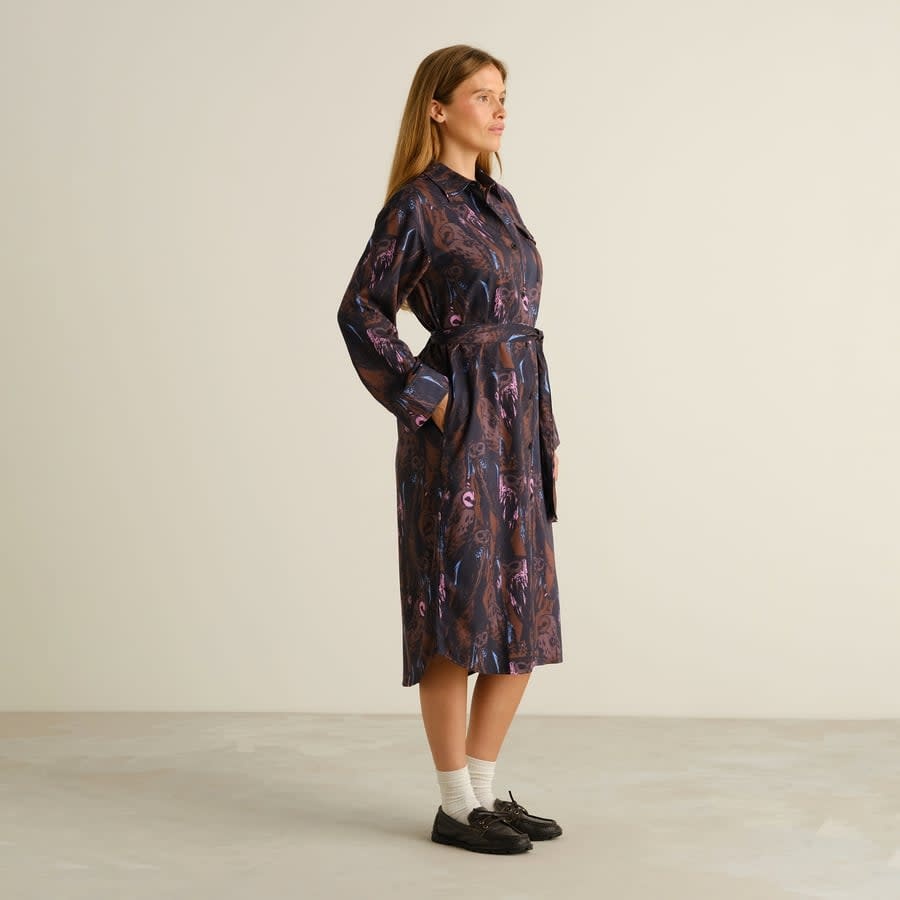 Dedicated Dedicated, Shirt Dress Kvilla Owls, multi color, XS