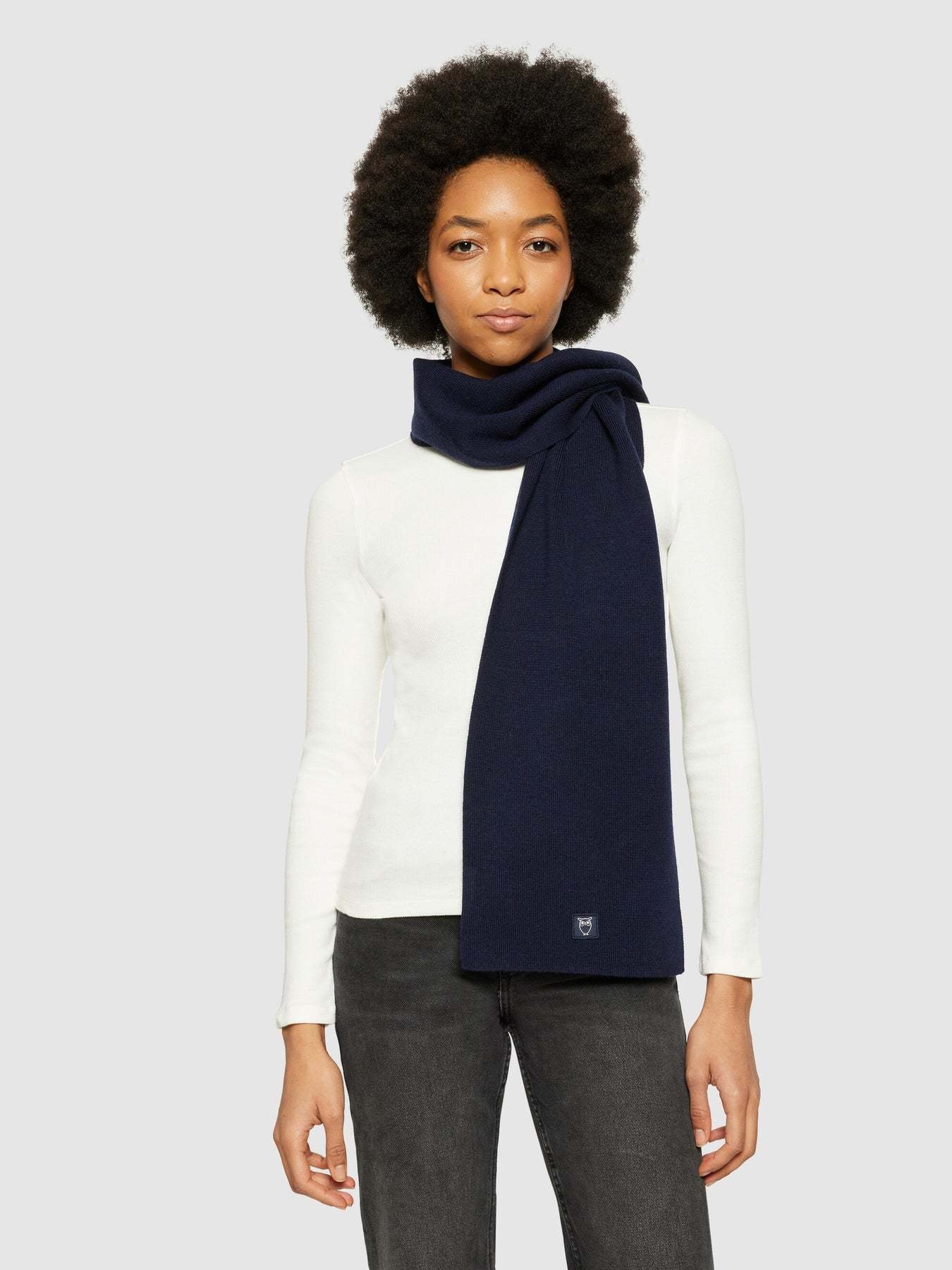 KnowledgeCotton Apparel KnowledgeCotton, Merino Badge Scarf, total eclipse