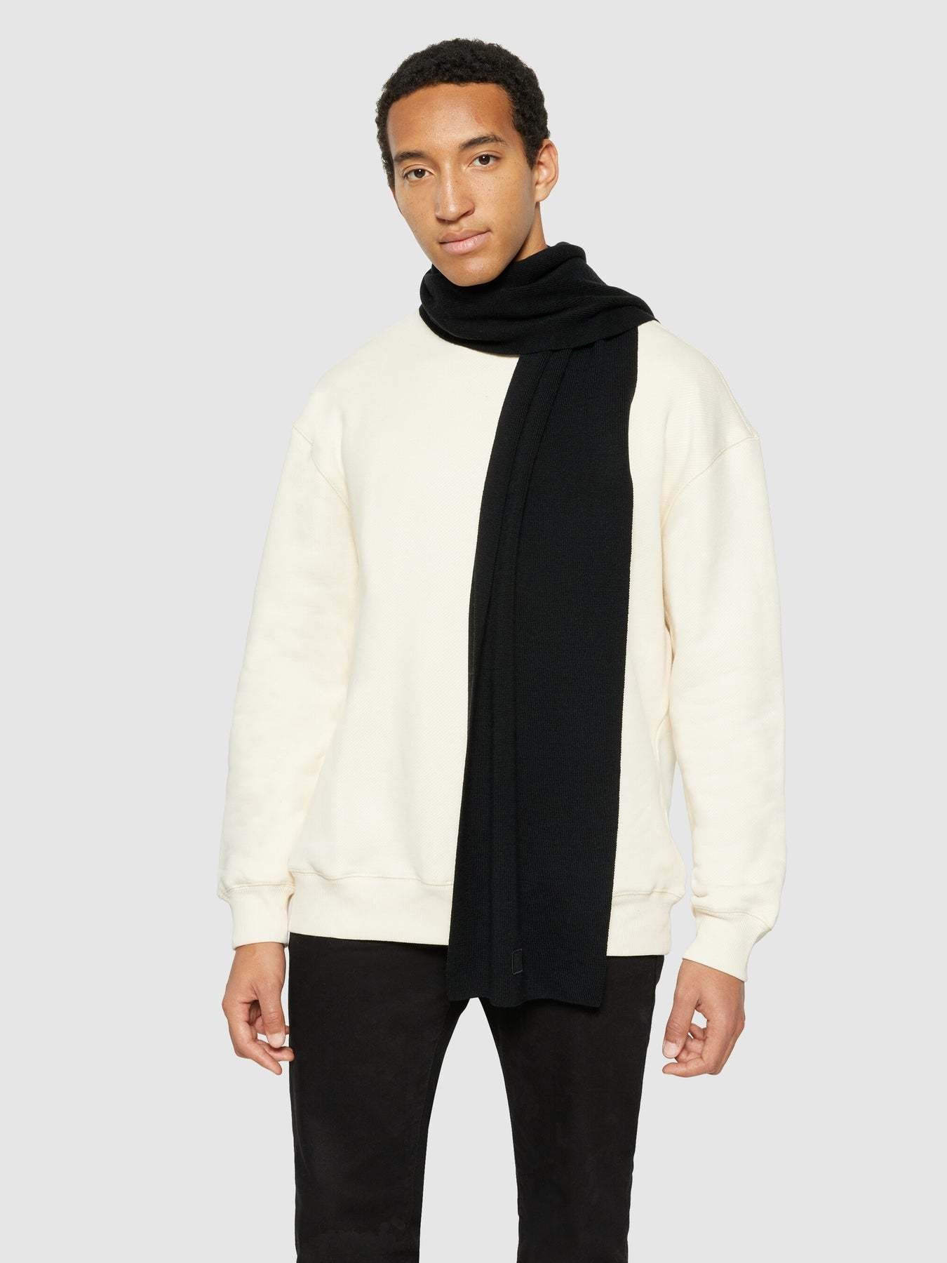 KnowledgeCotton Apparel KnowledgeCotton, Merino Badge Scarf, black jet