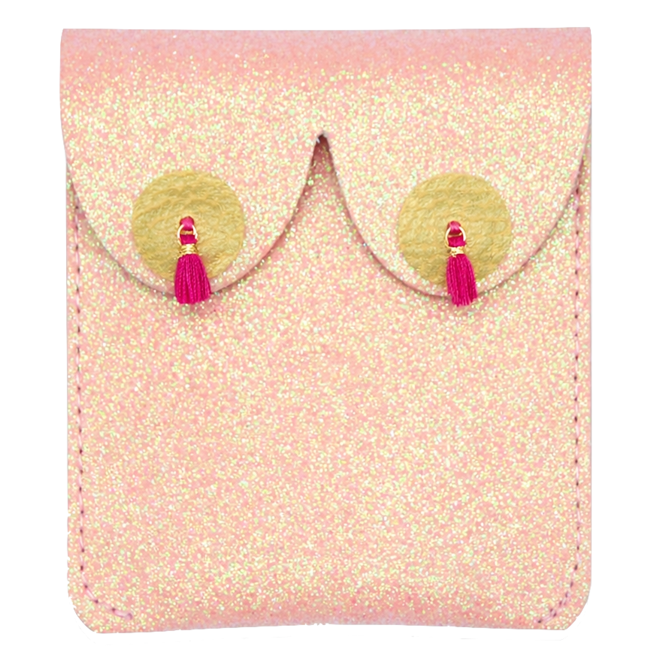 Alkemest Alkemest, Vegan Boob Pouch Pompom, pink glitter