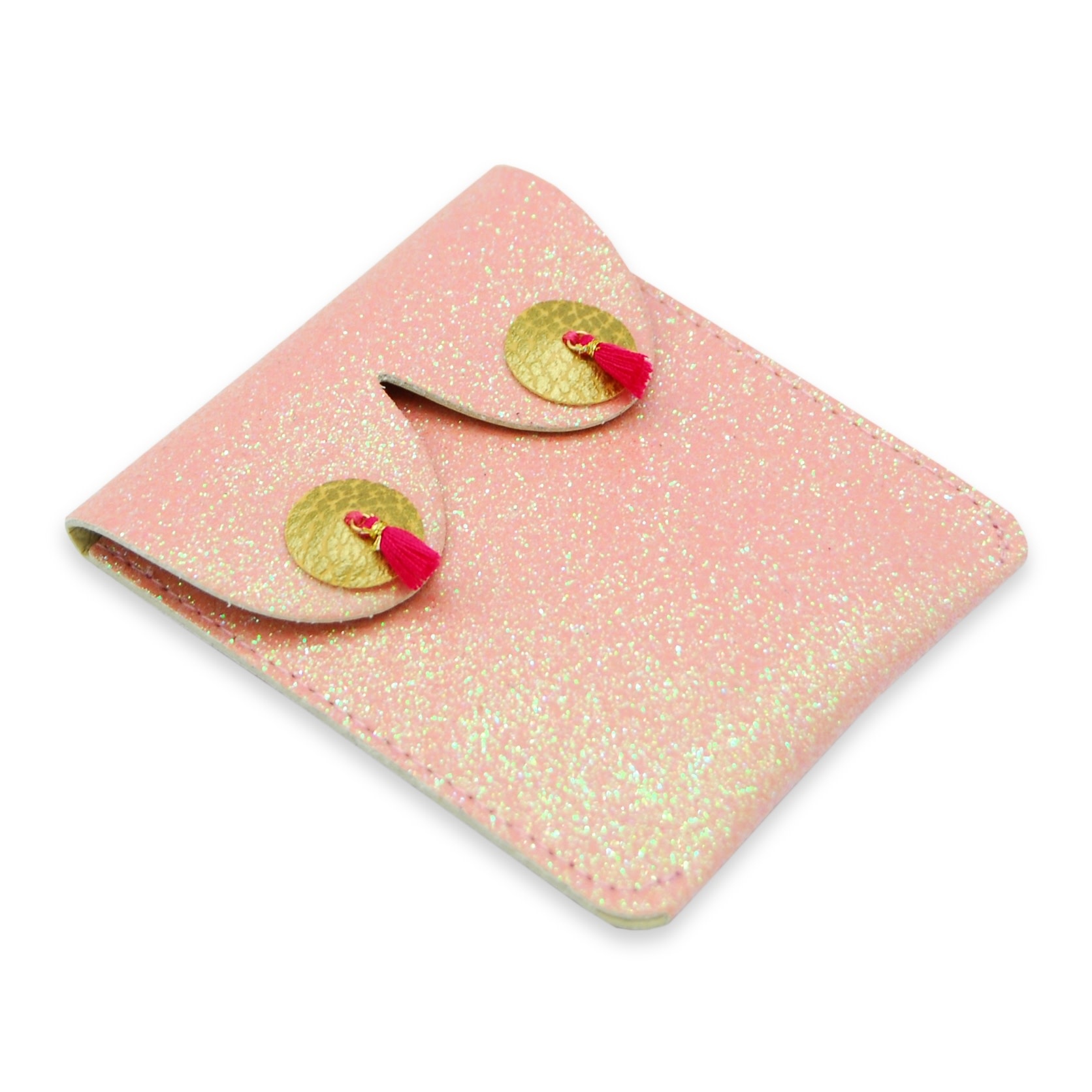 Alkemest Alkemest, Vegan Boob Pouch Pompom, pink glitter