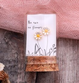 Attic Creations Attic Creations, No Rain No Flowers, enamel daisy silver