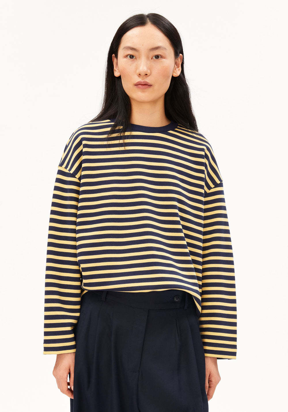 Armedangels Armedangels, Frankaa Maarlen Stripe, golden hay-tinted navy, S