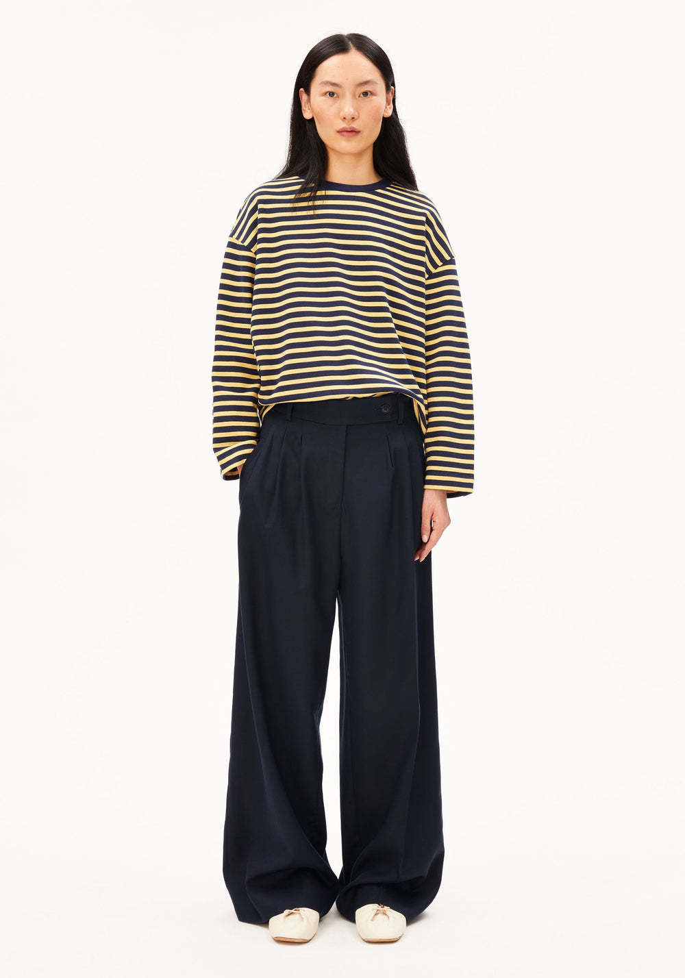 Armedangels Armedangels, Frankaa Maarlen Stripe, golden hay-tinted navy, S