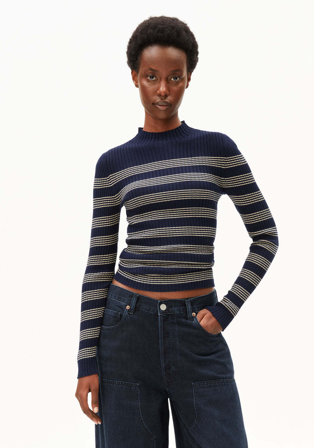 Armedangels Armedangels, Alaania Stripe, tinted navy-golden hay, L