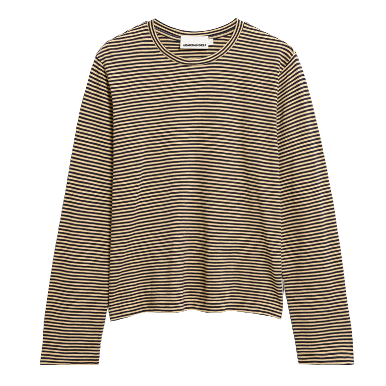 Armedangels Armedangels, Slub Jersey Stripe LS, tinted navy-golden hay, S