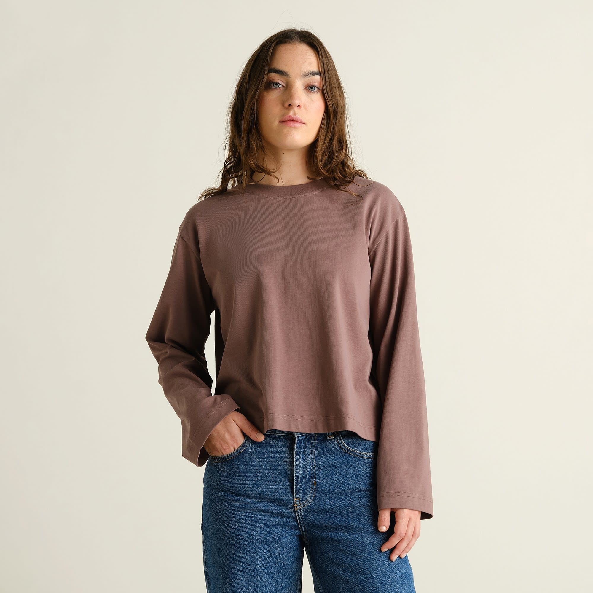 Dedicated Dedicated, Vreta LS T-Shirt, sparrow brown, L