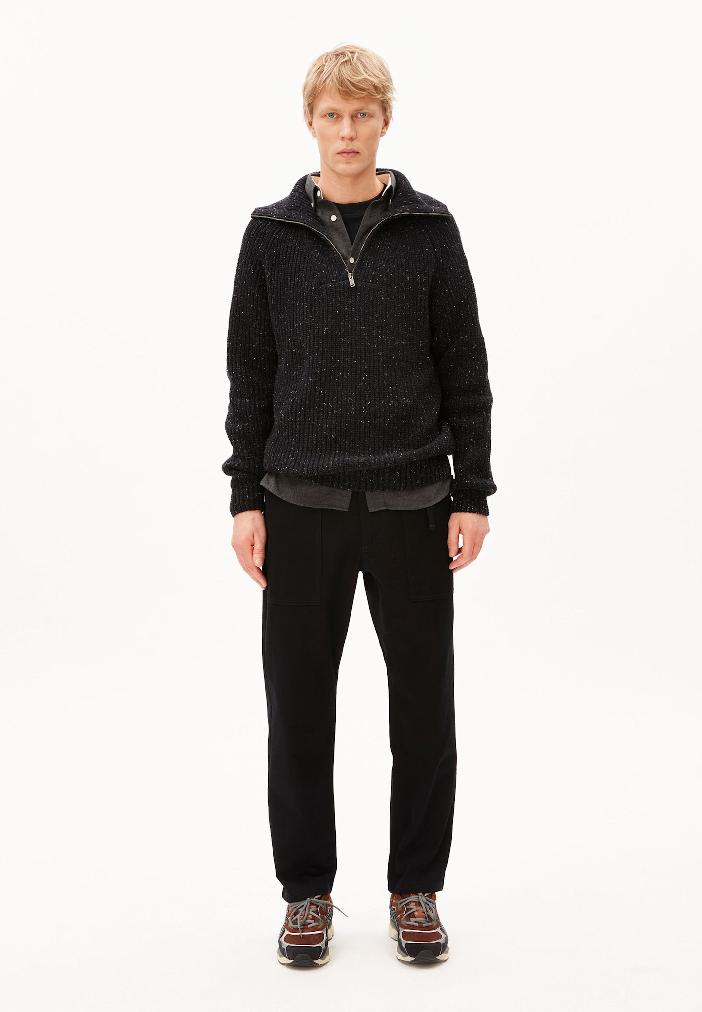 Armedangels Armedangels, Troyer Tweed Knit, black, M