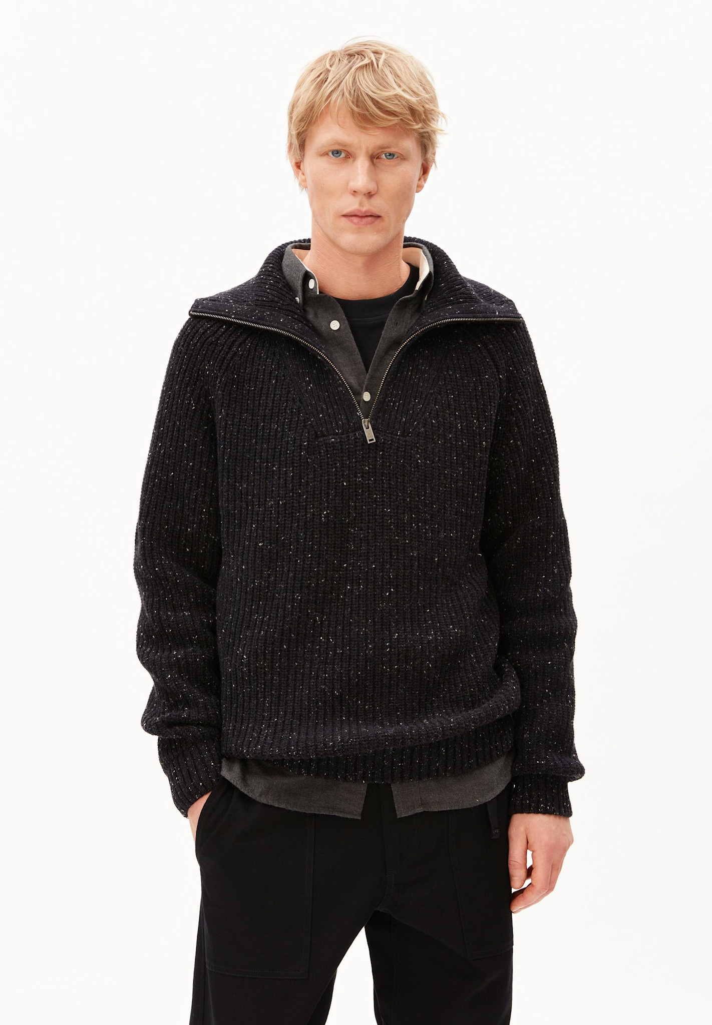 Armedangels Armedangels, Troyer Tweed Knit, black, S
