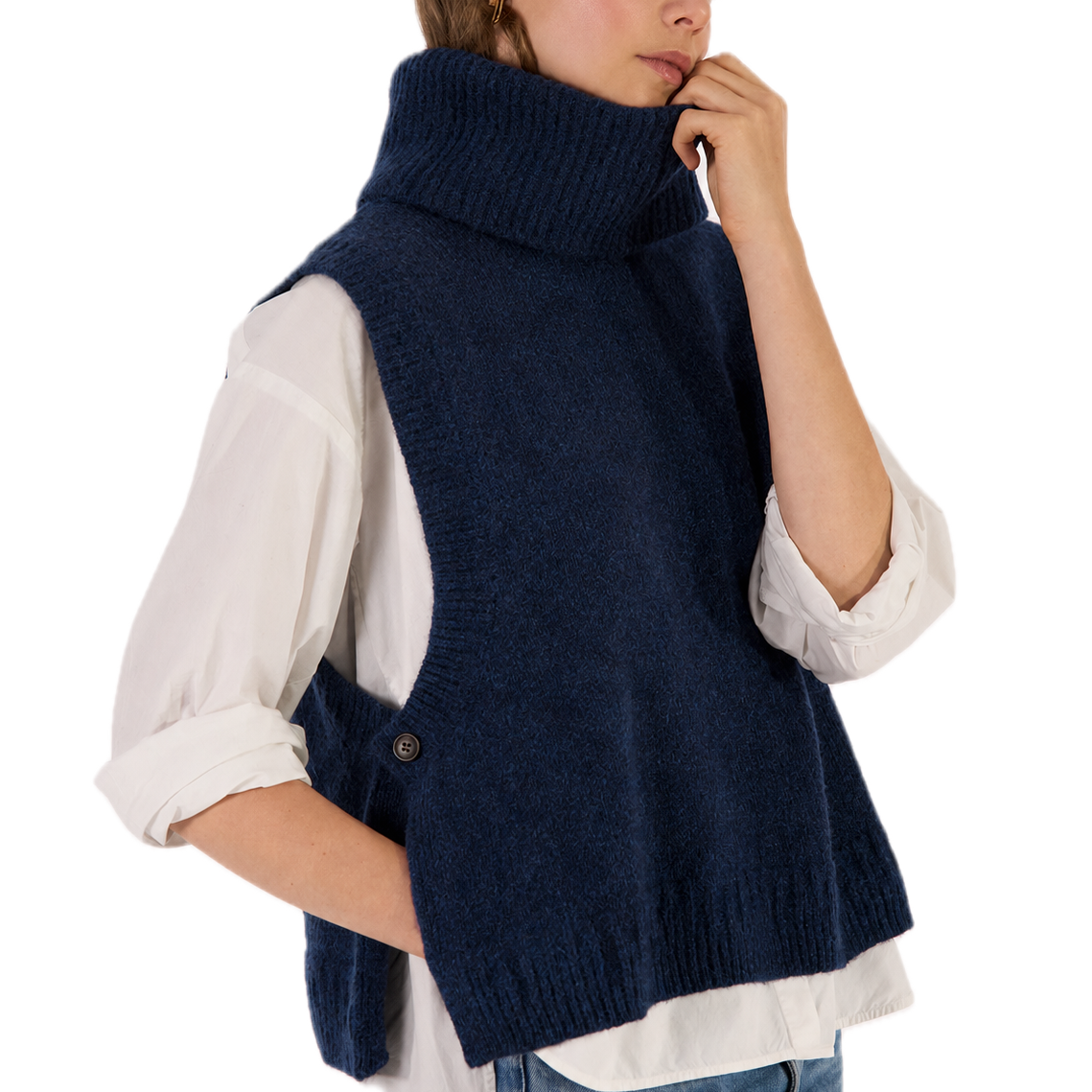 Les Racines du Ciel Les Racines du Ciel, Jenny Collar Tank Top, blue chine, XS