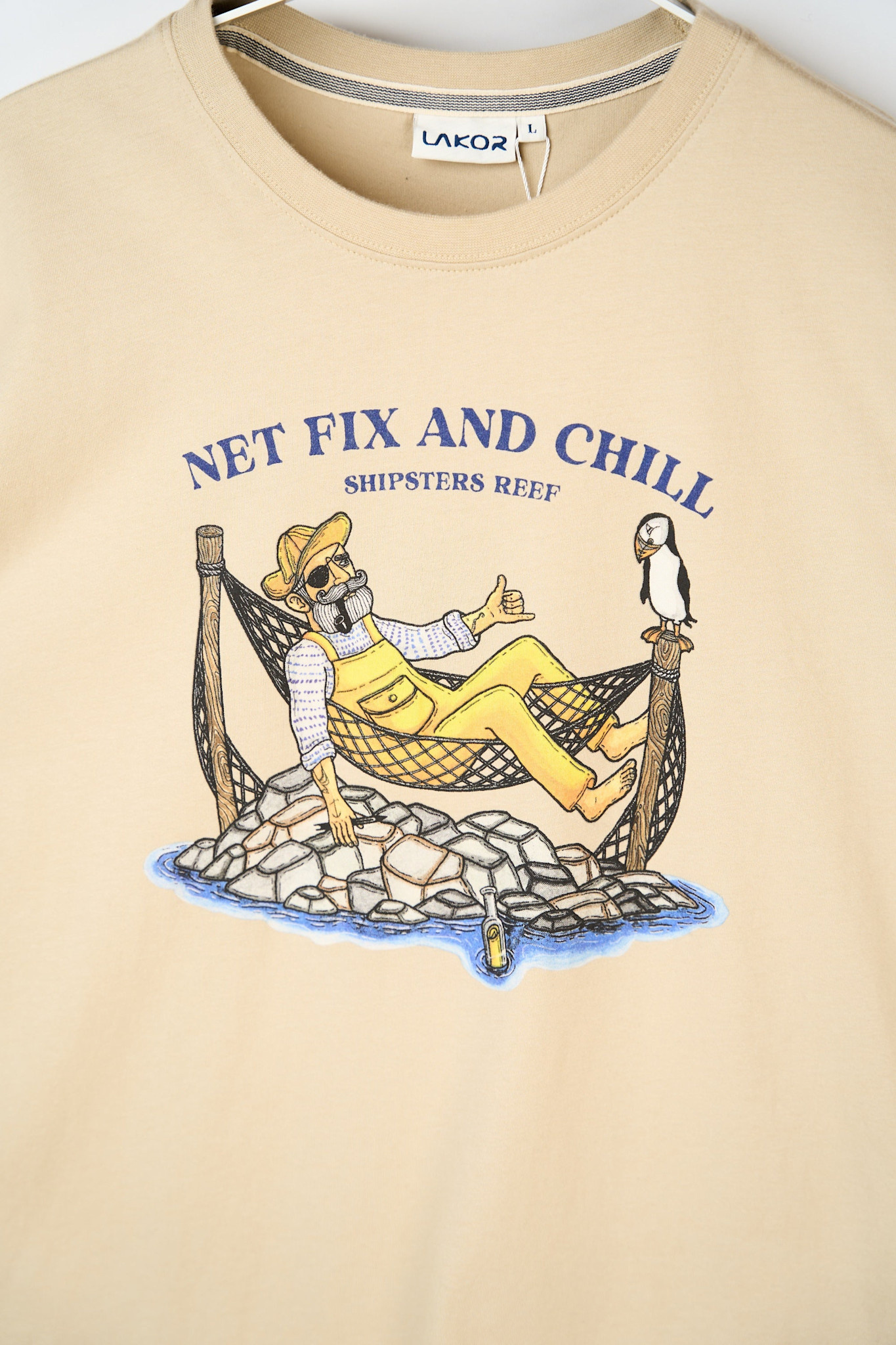 Lakor Lakor, Net Fix and Chill T-Shirt, white pepper, XL