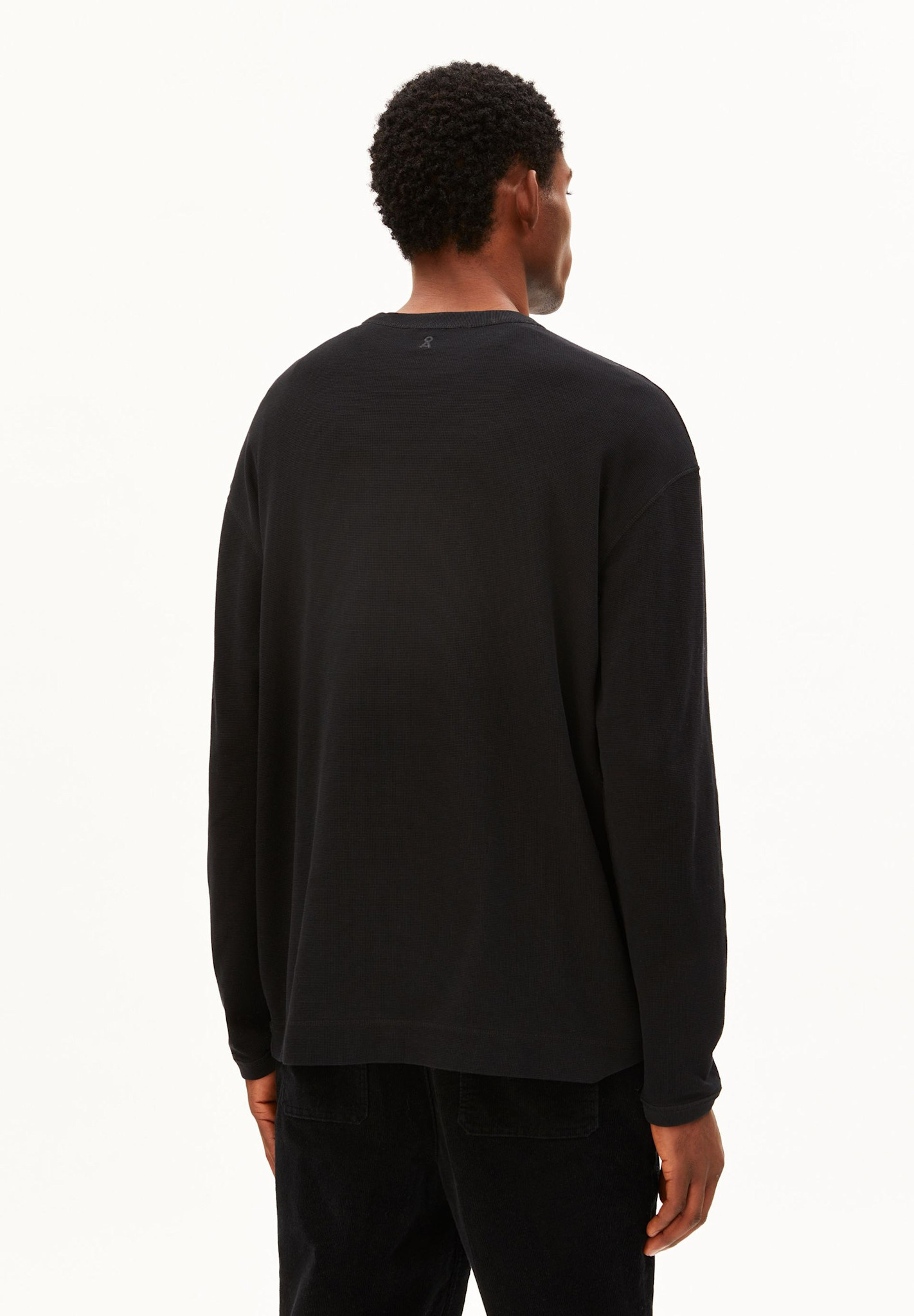Armedangels Armedangels, Maarkos Waffle LS, black, S