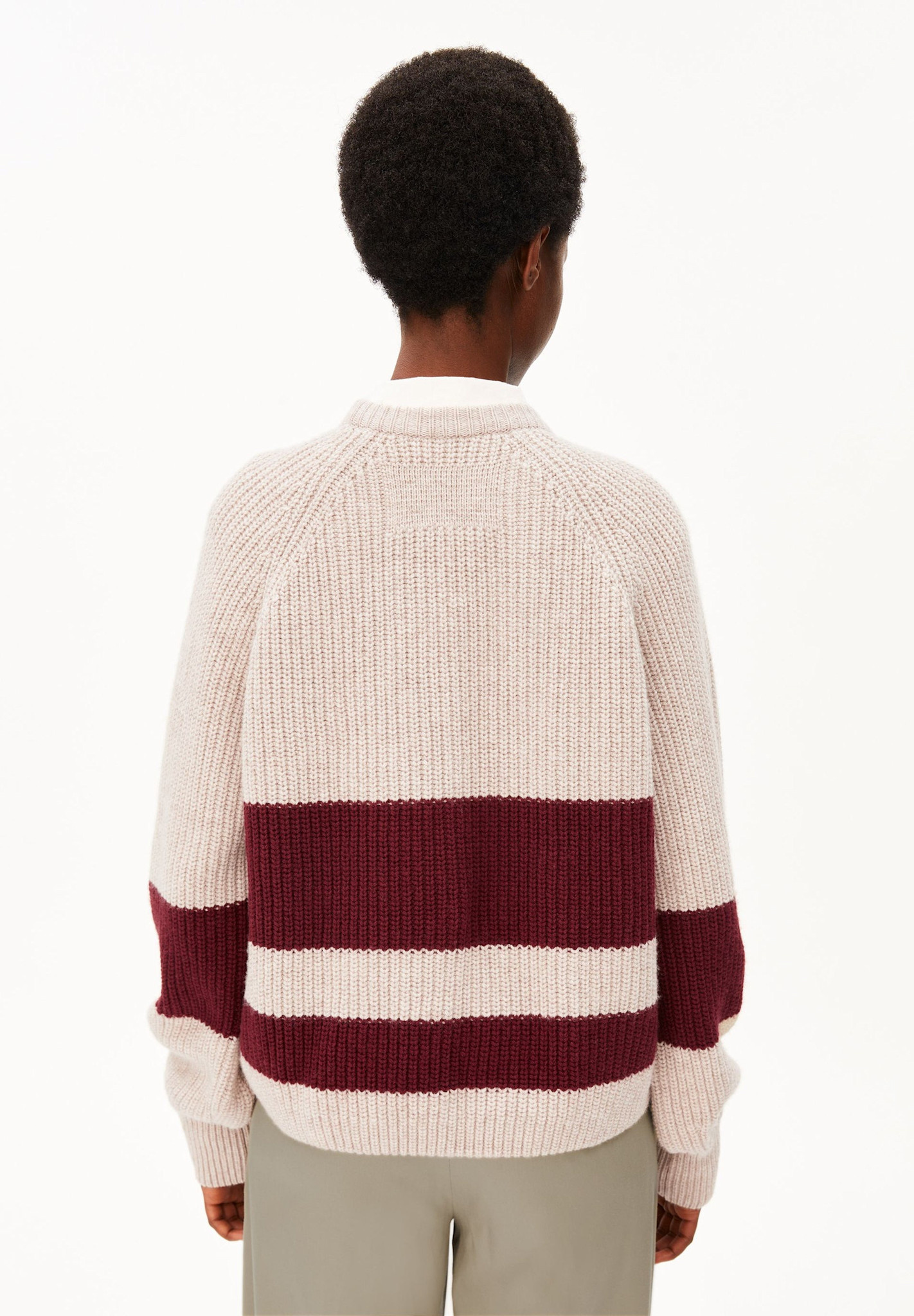 Armedangels Armedangels, Rib Striped Sweater, honey mel.-velvet red, M