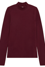 KnowledgeCotton Apparel KnowledgeCotton, Rib High Neck LS, burgundy, XS