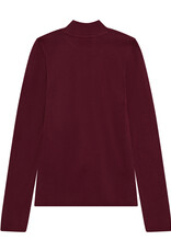 KnowledgeCotton Apparel KnowledgeCotton, Rib High Neck LS, burgundy, S