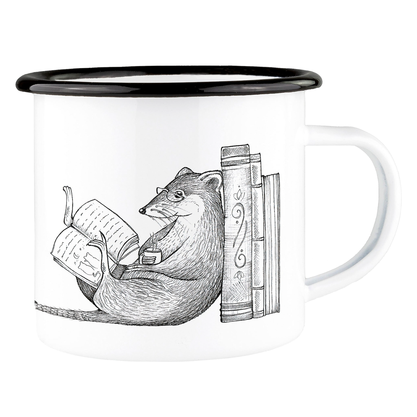 Ligarti, Enamel Mug, bookworm
