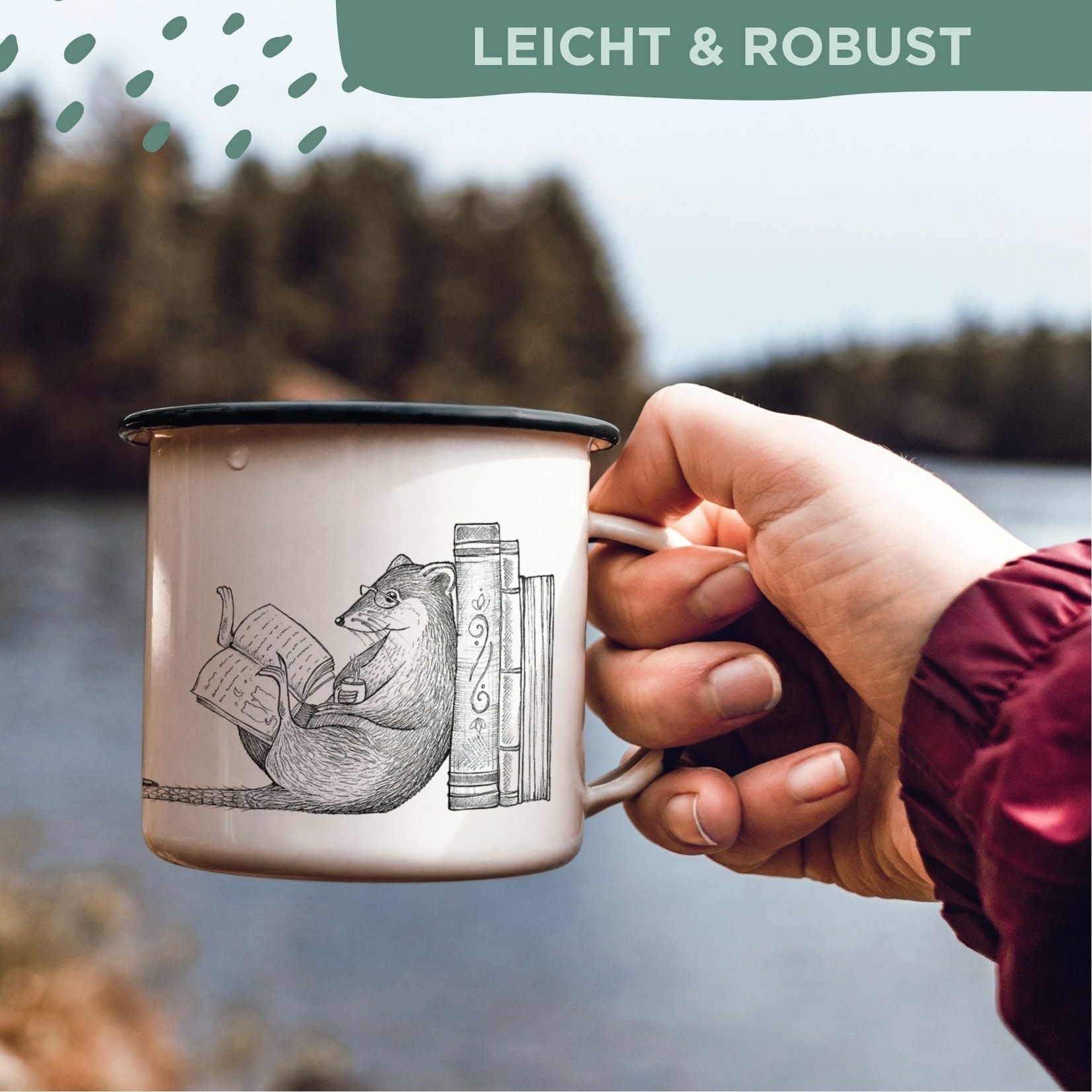 Ligarti, Enamel Mug, bookworm