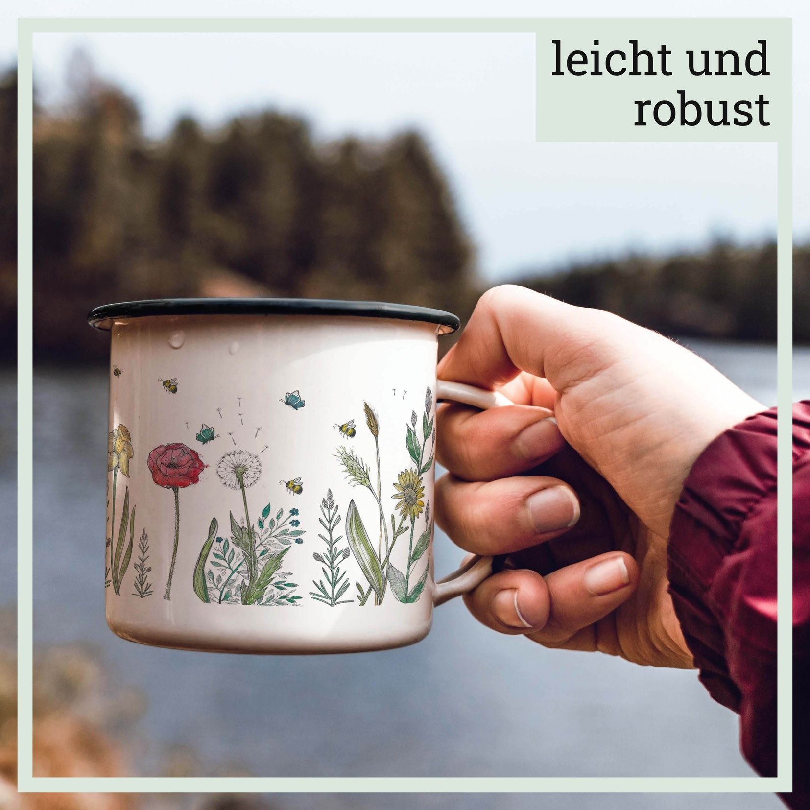 Ligarti, Enamel Mug, flower meadow