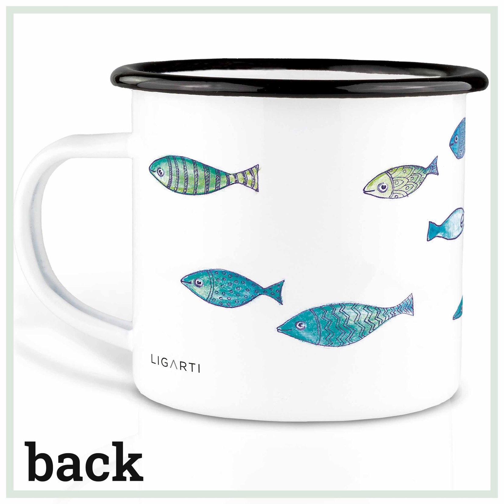 Ligarti, Enamel Mug, school of fish