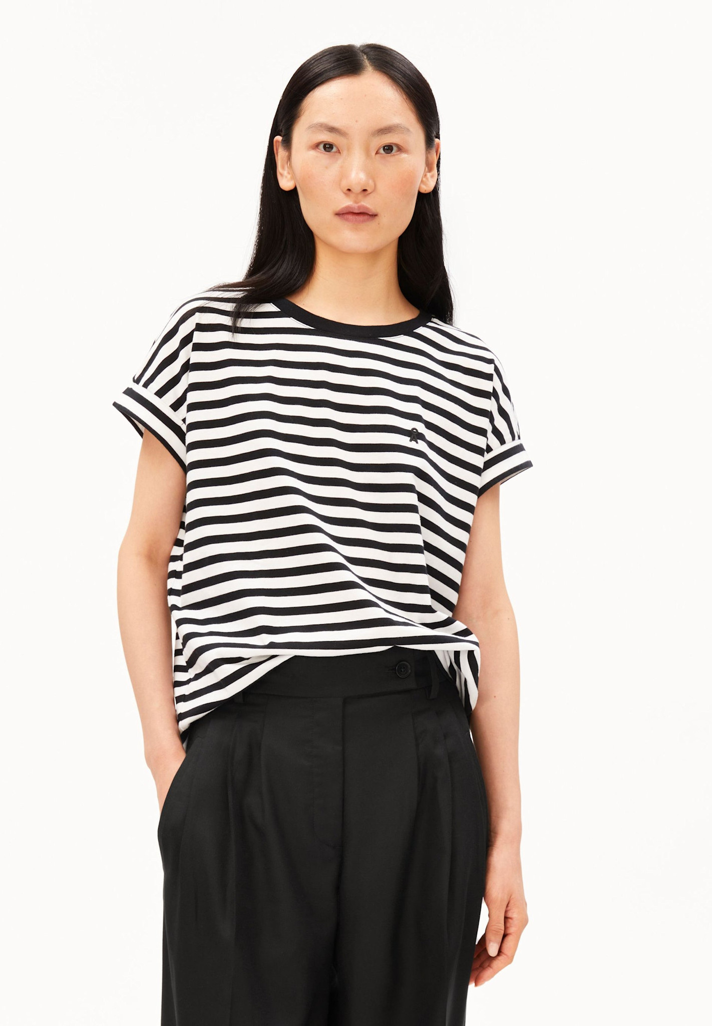 Armedangels Armedangels, Idaara Stripe, white-black, L