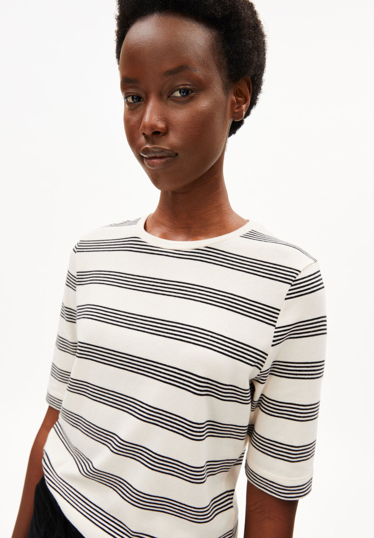 Armedangels Armedangels, Jaanisara Fine Stripe, oatmilk-black, S