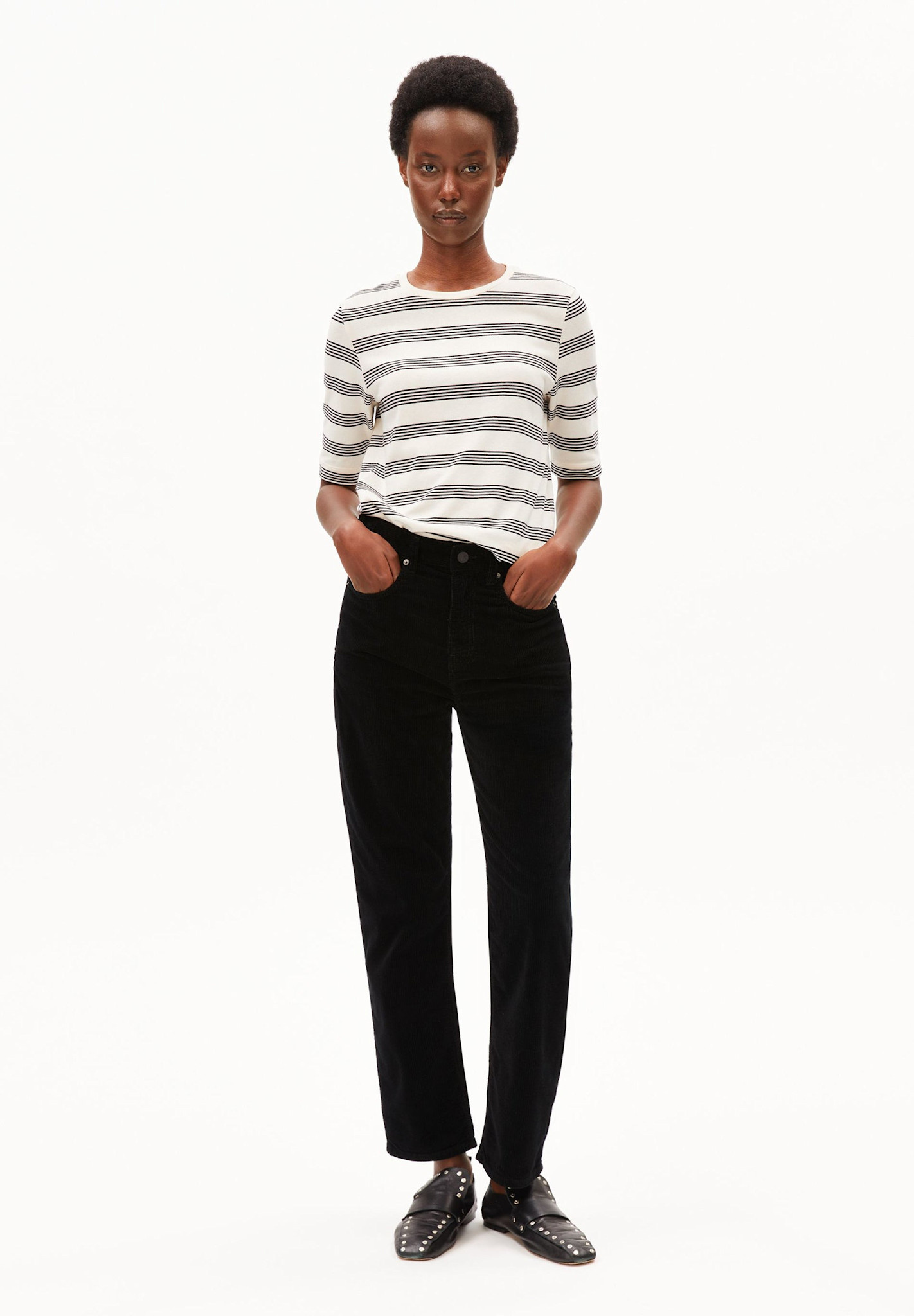 Armedangels Armedangels, Jaanisara Fine Stripe, oatmilk-black, S