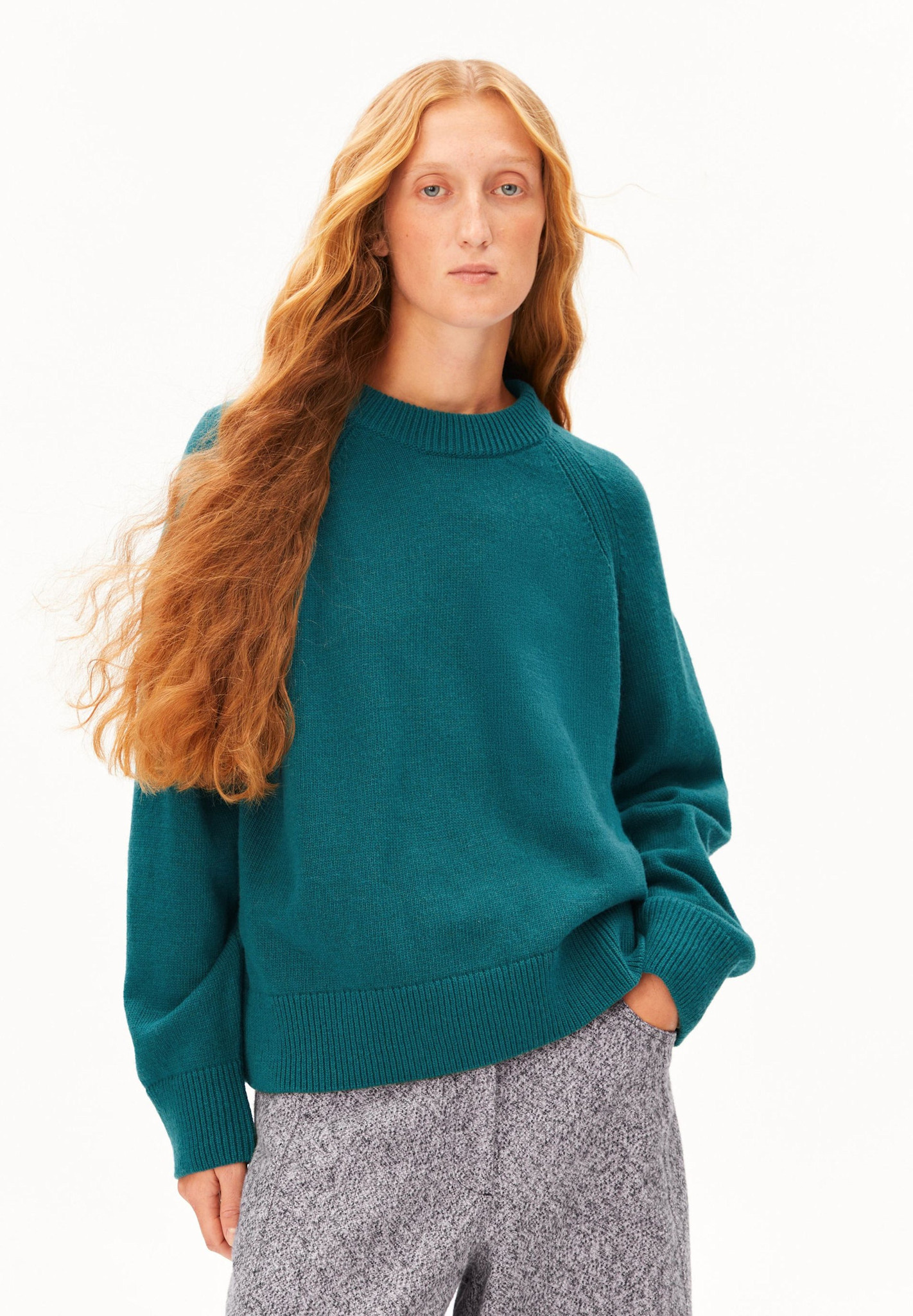 Armedangels Armedangels, Wool Knit Sweater, petrol velvet, L