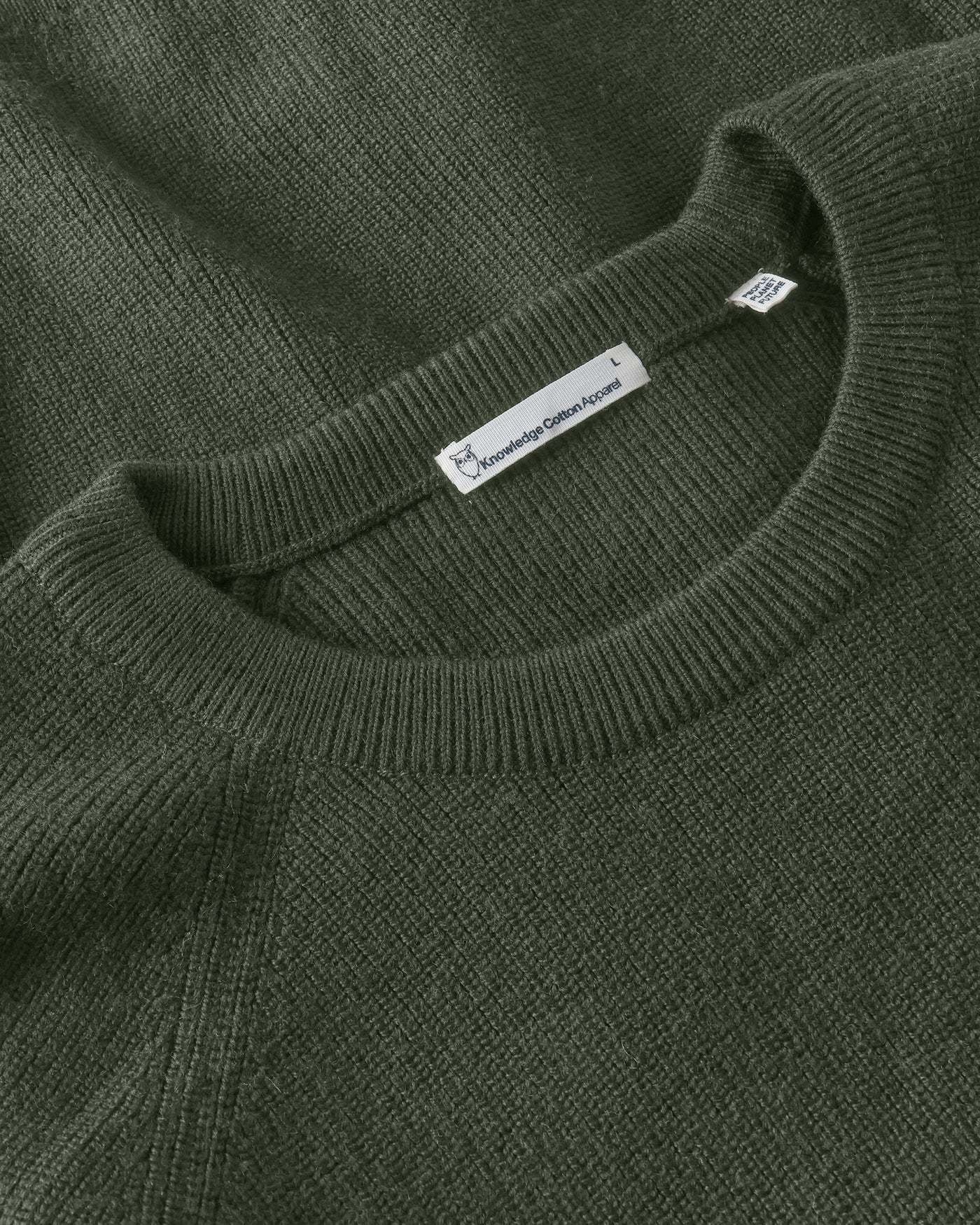 KnowledgeCotton Apparel KnowledgeCotton, O-Neck Merino Wool, burned olive, XL