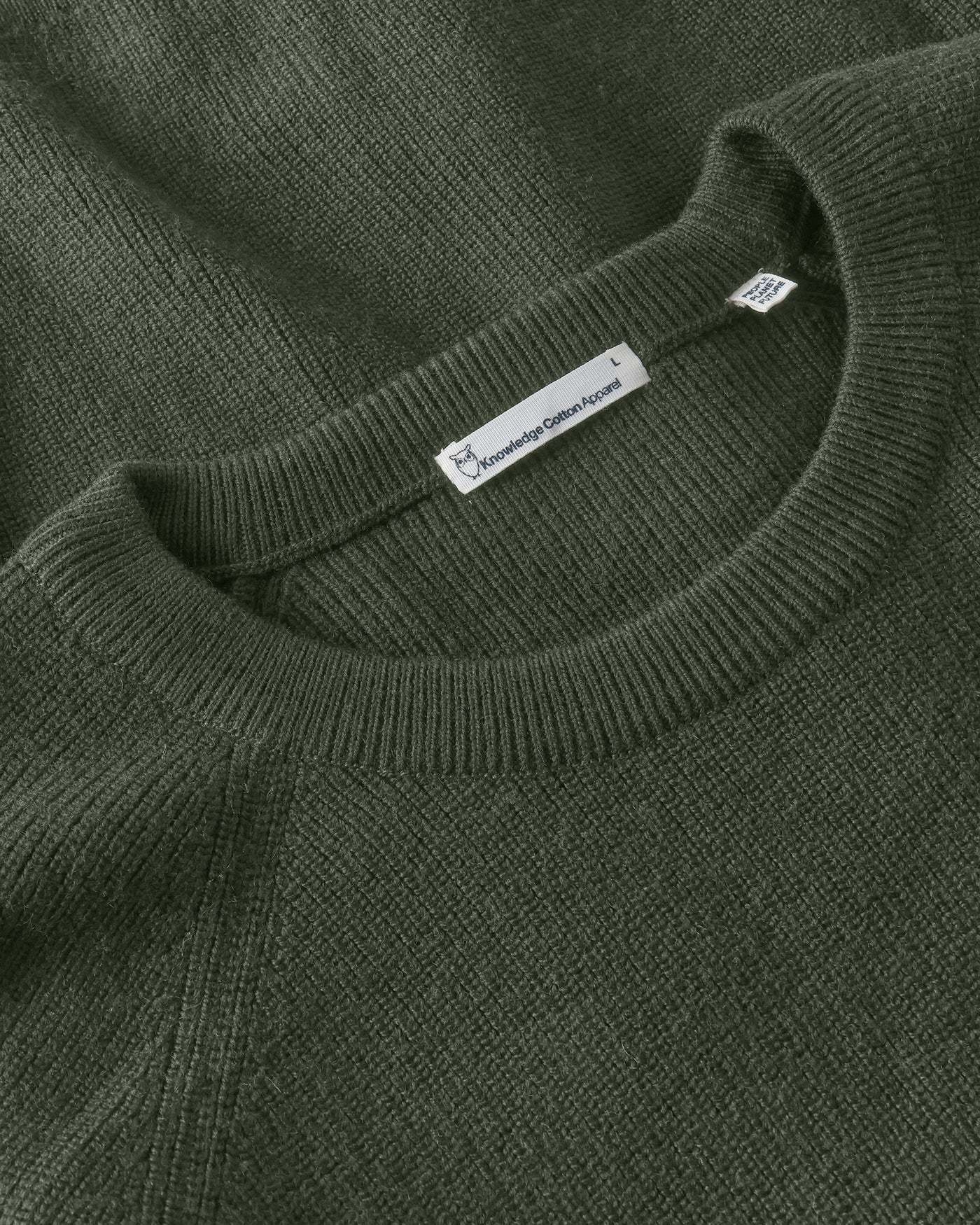 KnowledgeCotton Apparel KnowledgeCotton, O-Neck Merino Wool, burned olive, M