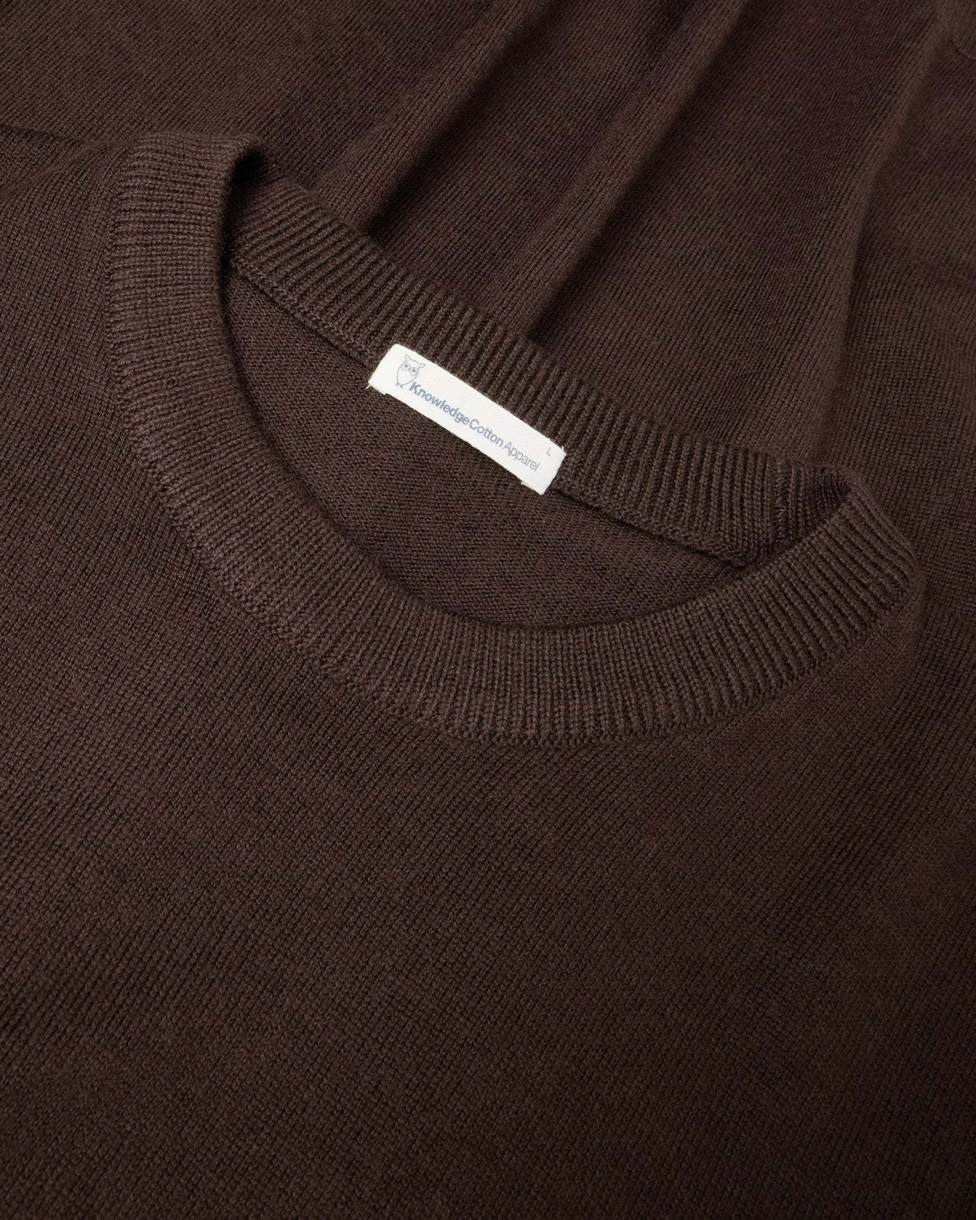 KnowledgeCotton Apparel KnowledgeCotton, Merino Crew Neck, chocolate, XL