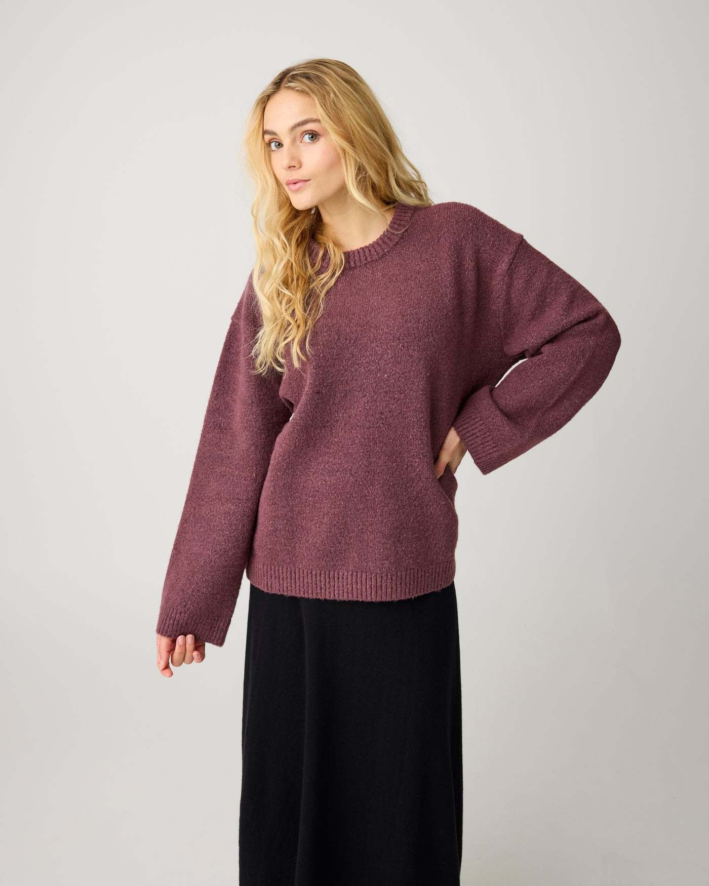 KnowledgeCotton Apparel KnowledgeCotton, Soufflé Yarn Sweater, burgundy, M