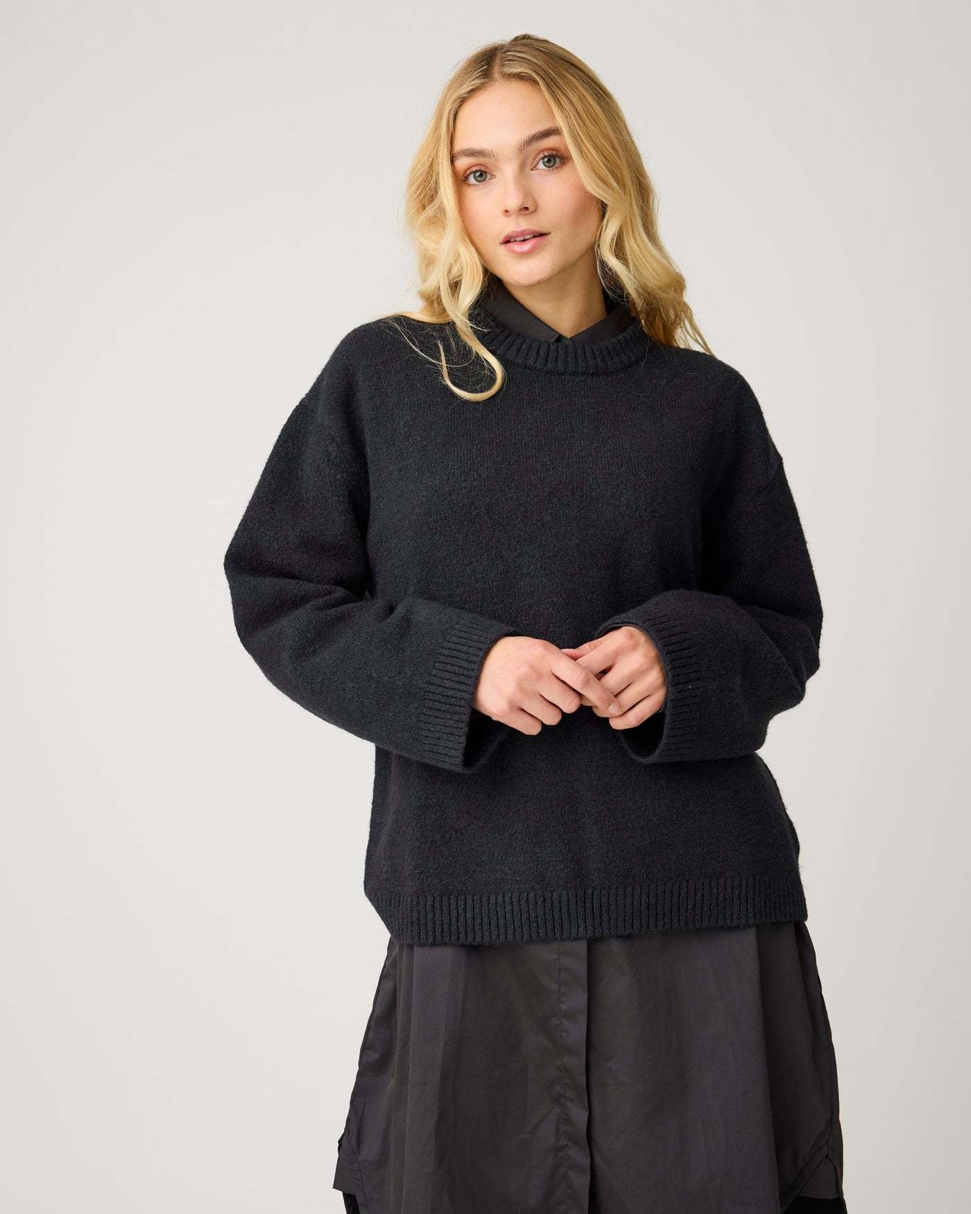 KnowledgeCotton Apparel KnowledgeCotton, Soufflé Yarn Sweater, black jet, XS