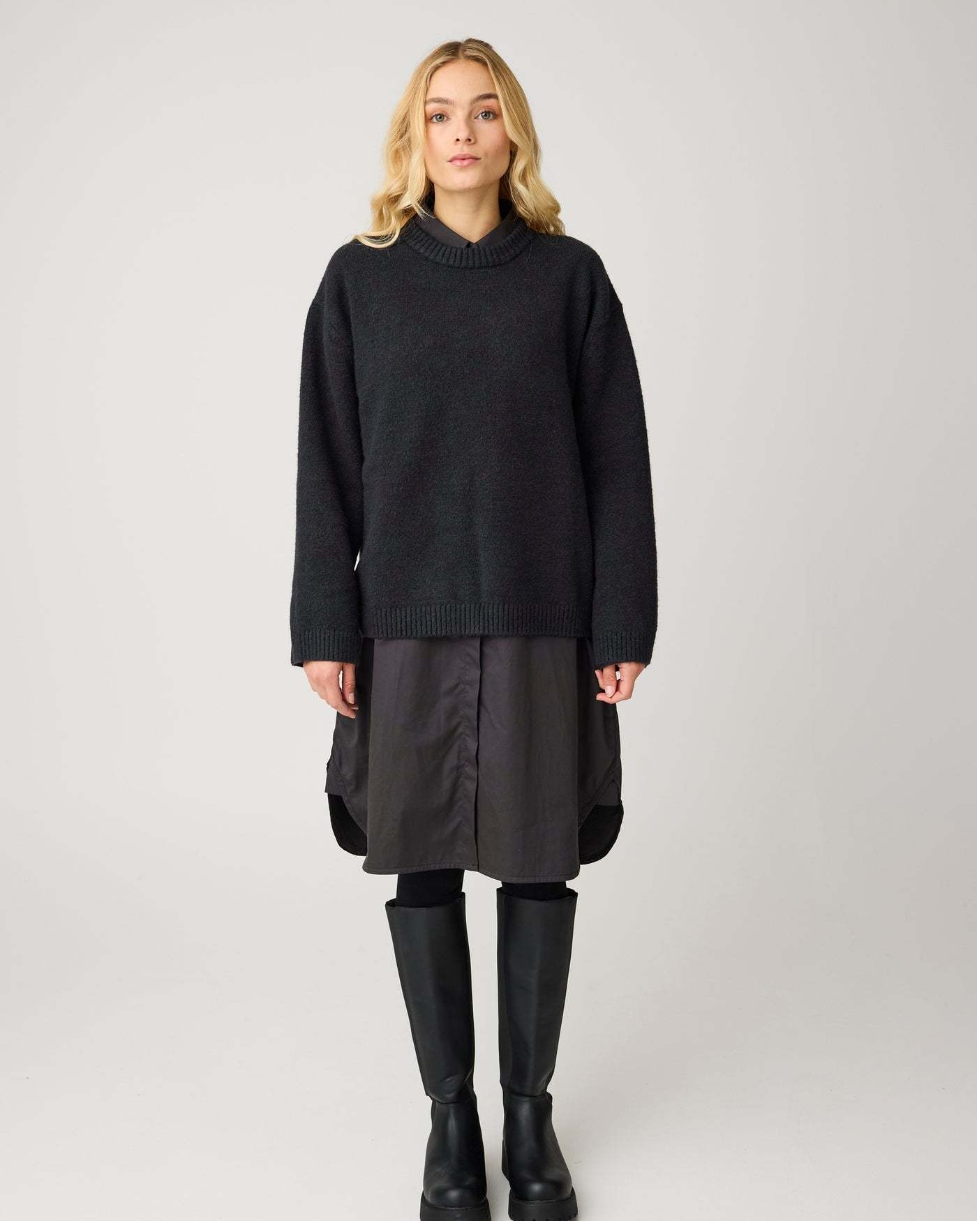 KnowledgeCotton Apparel KnowledgeCotton, Soufflé Yarn Sweater, black jet, XS