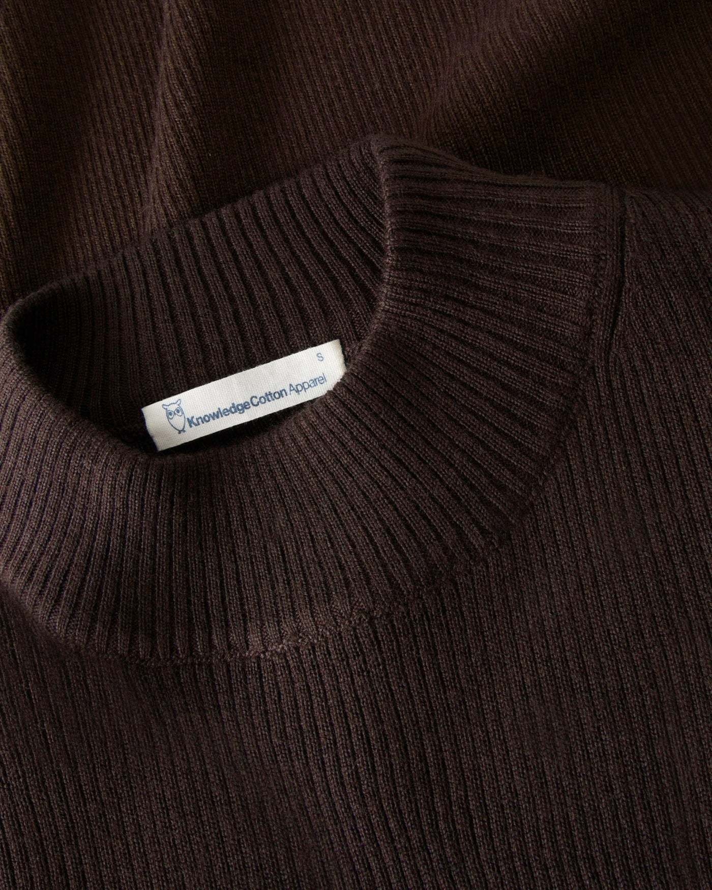 KnowledgeCotton Apparel KnowledgeCotton, Merino Rib Mock Neck, chocolate, M