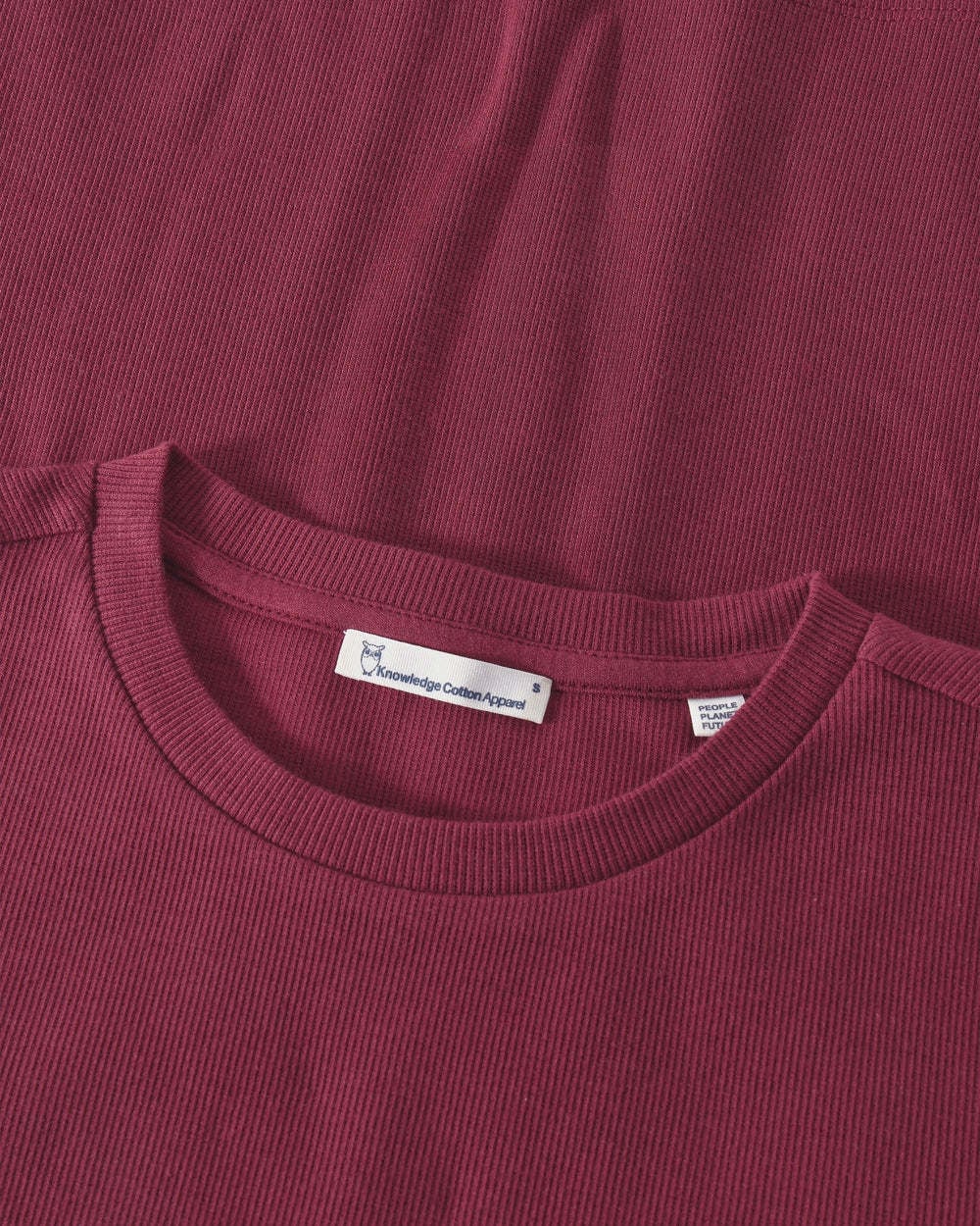 KnowledgeCotton Apparel KnowledgeCotton, Rib T-Shirt, burgundy, L