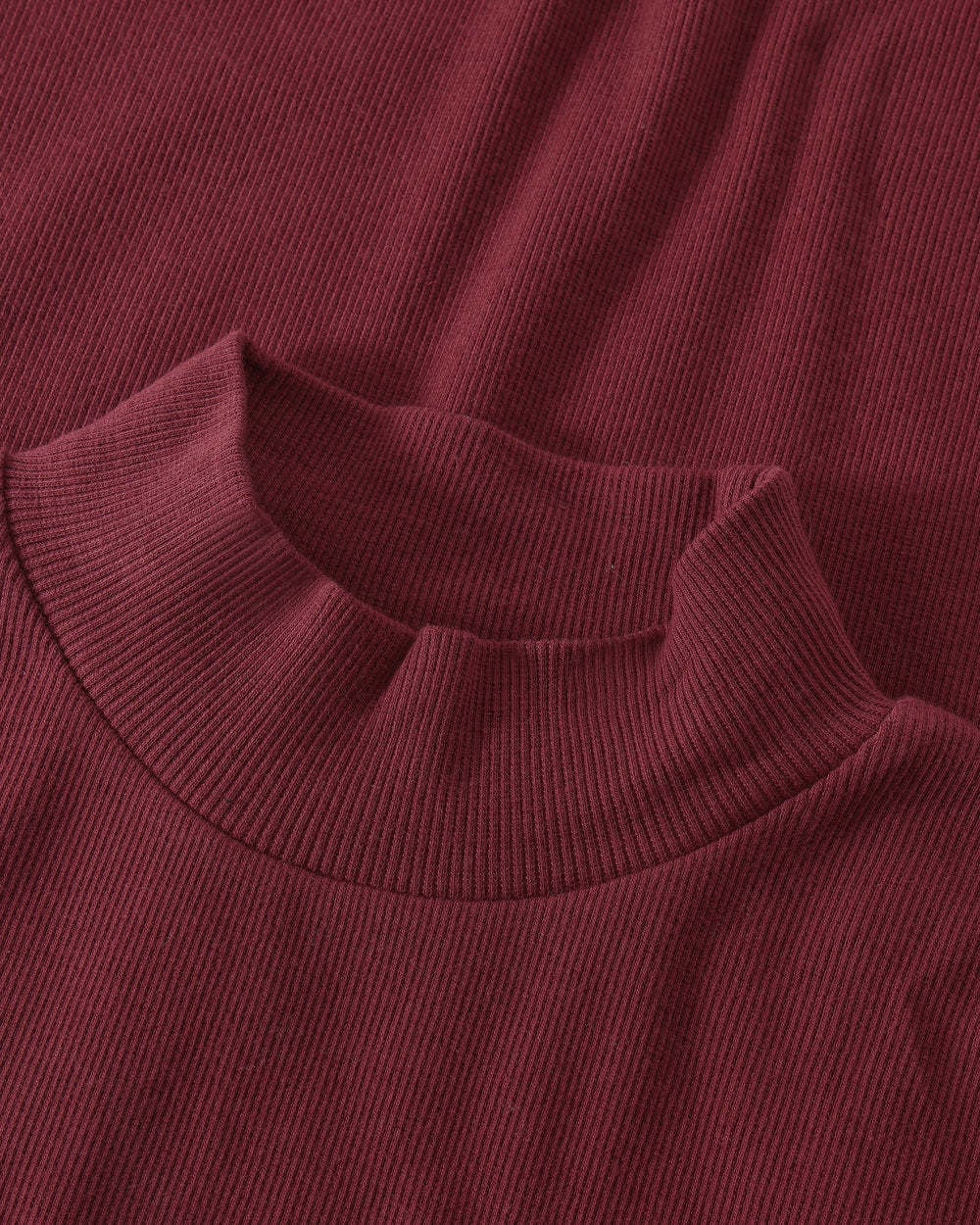 KnowledgeCotton Apparel KnowledgeCotton, High Neck Rib Top, burgundy, L