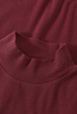 KnowledgeCotton Apparel KnowledgeCotton, High Neck Rib Top, burgundy, L