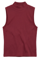 KnowledgeCotton Apparel KnowledgeCotton, High Neck Rib Top, burgundy, M