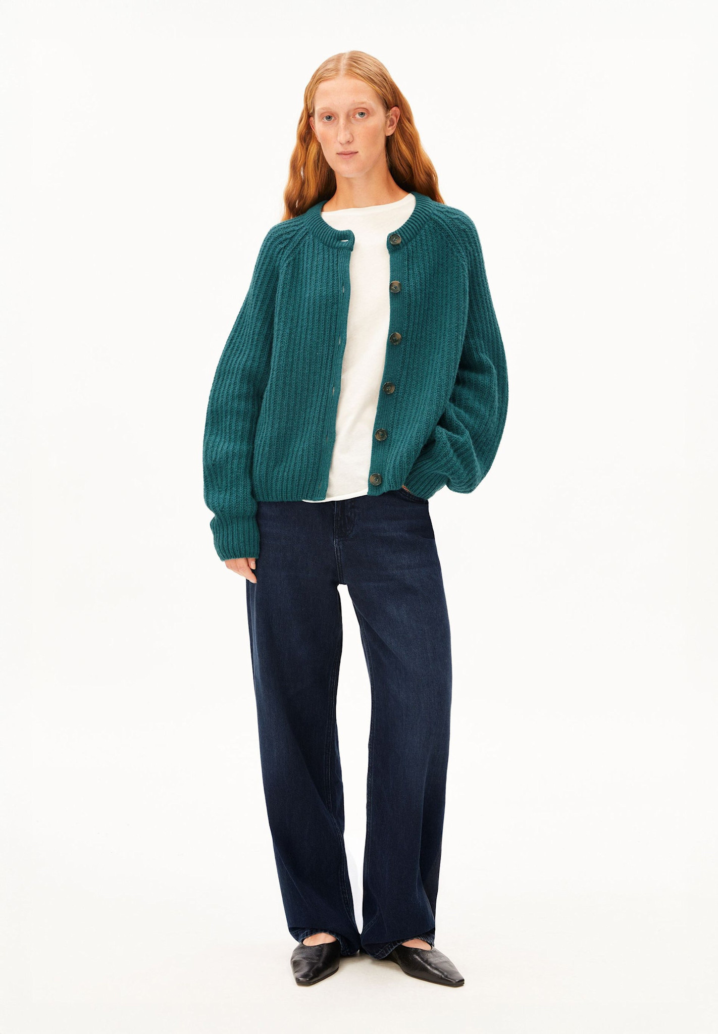 Armedangels Armedangels, Rib Knit Cardigan, petrol velvet, L