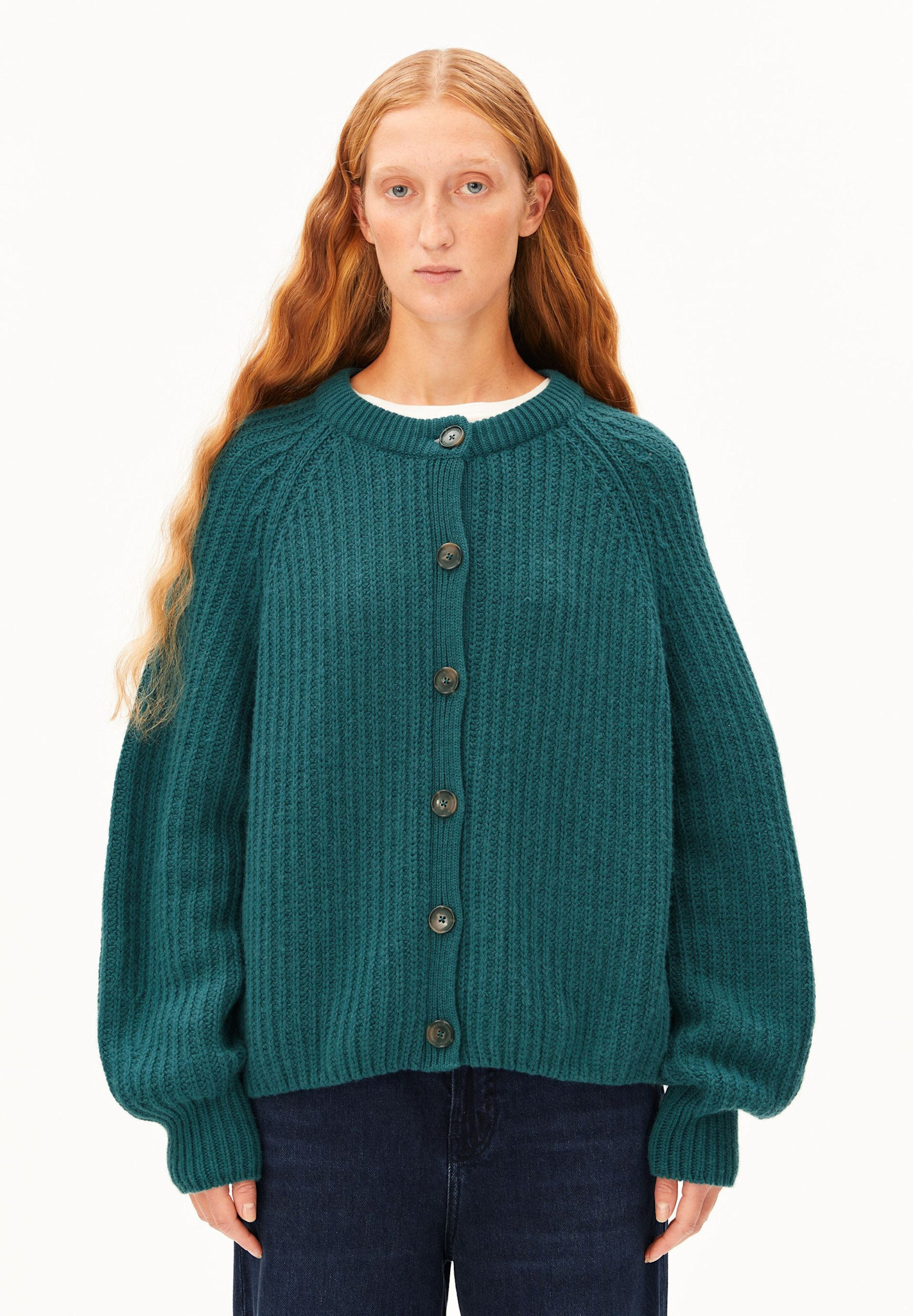 Armedangels Armedangels, Rib Knit Cardigan, petrol velvet, XS