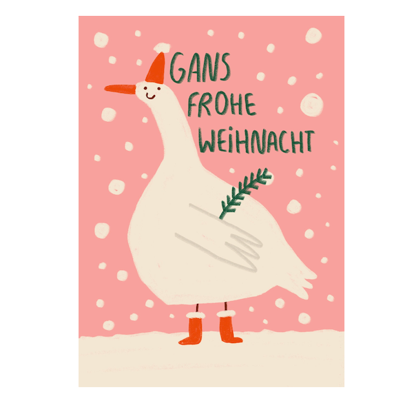 Slinga Slinga, Postkarte, Gans Frohe Weihnacht