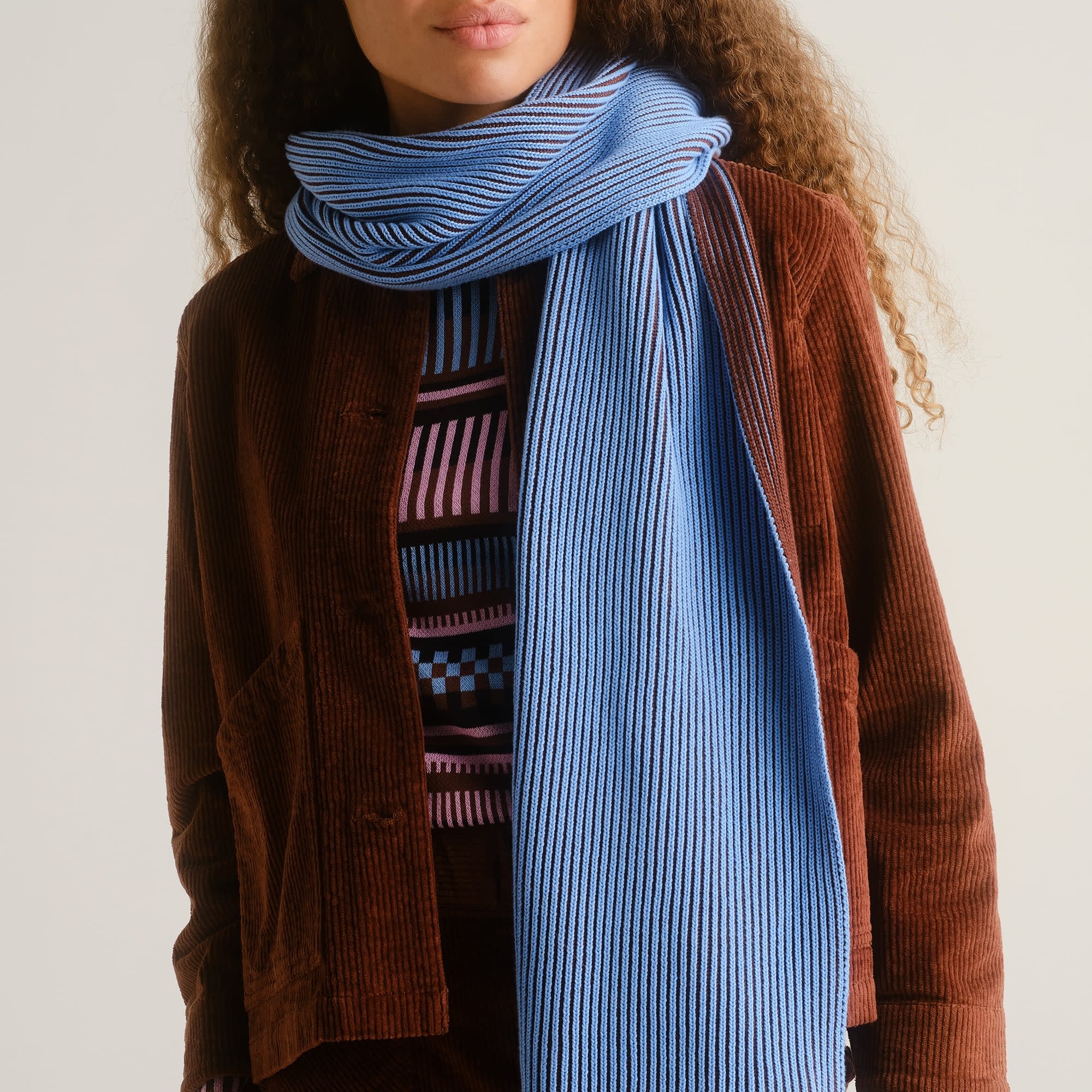 Dedicated Dedicated, Scarf Norrfors, cappuccino brown/cornflower blue
